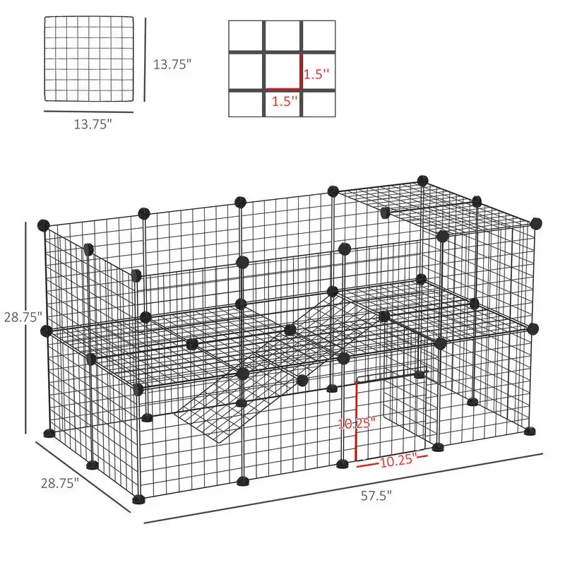 PawHut 36 Panels Small Animal  - Rabbit Cage Wire avis et prix